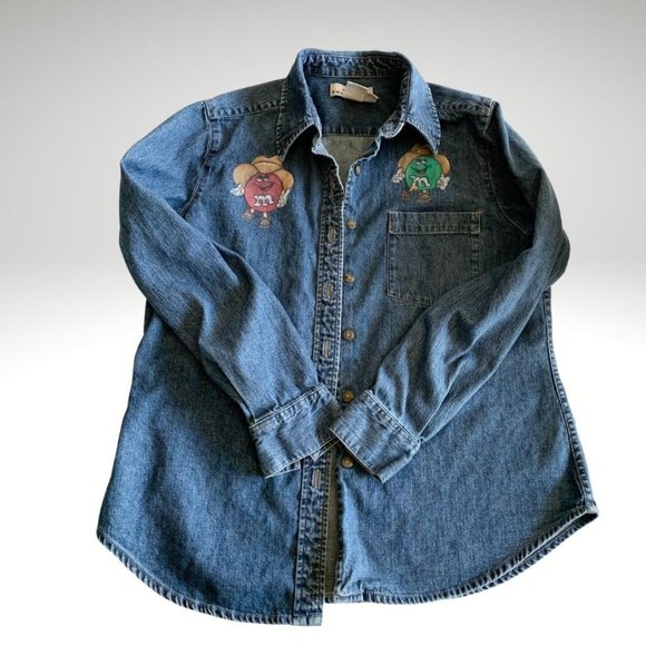 Eddie Bauer Tops - Eddie Bauer Vintage Denim 90s M&M's ButtonUp Shirt